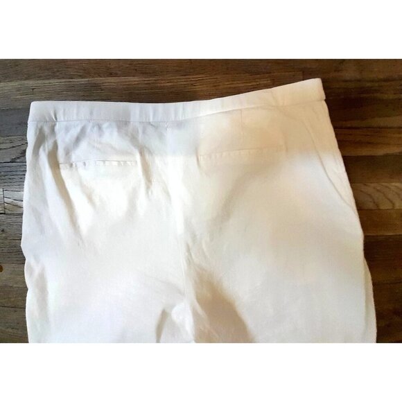 Elie Tahari Size 6 Linen Blend Luxury Stretch Summer Casual Pants White - Picture 5 of 10